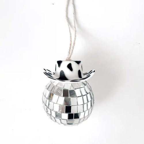 Cow Print Disco Ball Ornament