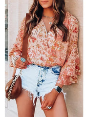 Floral Ruffle Bell Sleeve Bodysuit