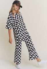 Ribbed Checkered Pant Set