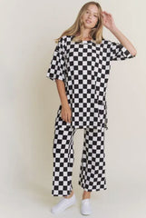 Ribbed Checkered Pant Set