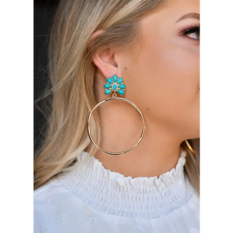 Turquoise Synthetic Resin Earrings