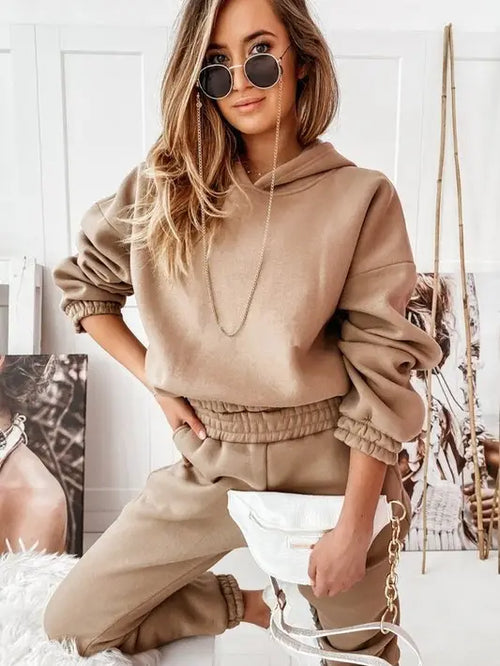 Hooded Track Suit - Taupe