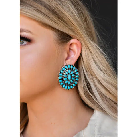 Big Synthetic Turquoise Hook Earrings
